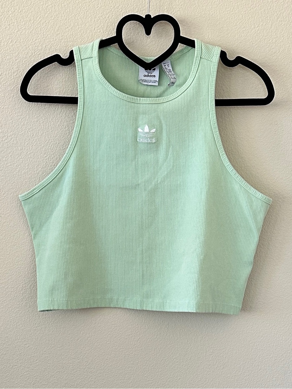 Adidas Lime Green Ribbed Cropped Tank Top Size XL
